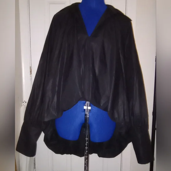 CQ by CQ (Caribbean Queen) Women's oversized S/M black puffy blouse polished - Picture 1 of 8